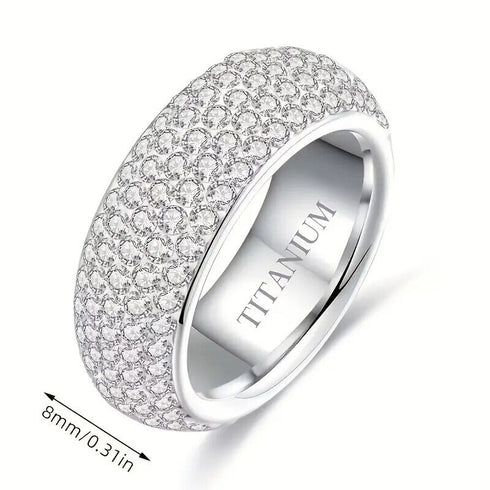 Exquisite Pave Titanium Multi Row Shiny Cubic Zirconia Men & Women Ring